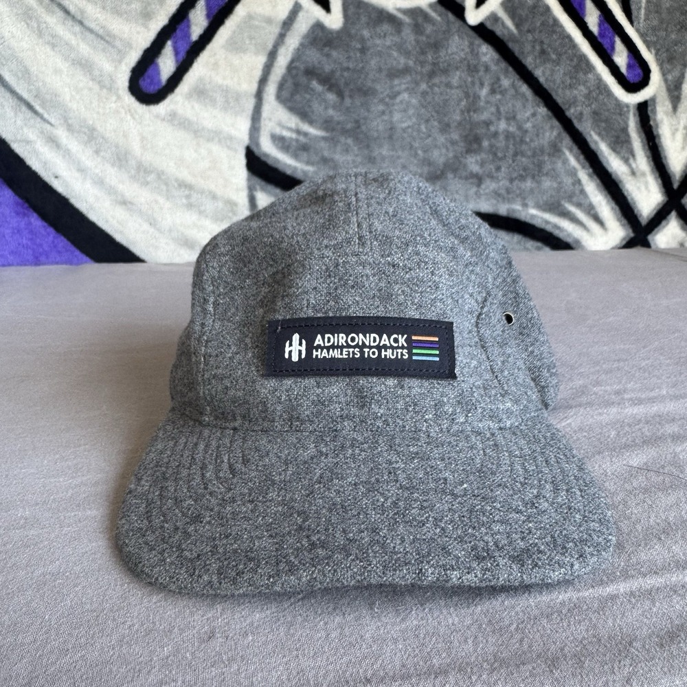 grey wool 5-panel camp hat Adirondack Hamlets to Huts